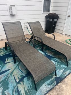 Reclining Outdoor Lounge Chairs - Set of 2