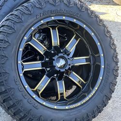 20” New Gloss Black Rims And Mud Rt Tires 6 Lug Chevy Gmc Toyota Ford Nissan Dodge 