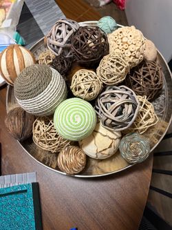 Decorative Orb Ball Set in Metal Bowl