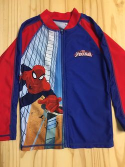 Spiderman Kids Swim Jacket - Blue & Red size 4 Marvel Ultimate Spiderman Zip