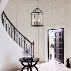 4-Light Manor Glass Wide Cylinder Lantern Pendant