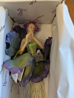 Vintage Duck House Heirloom Flower Fairy Porcelain Tassel Doll 'Gelsey' - w/ COA