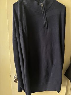 Navy Blue Quarter-Zip Knit Sweater
