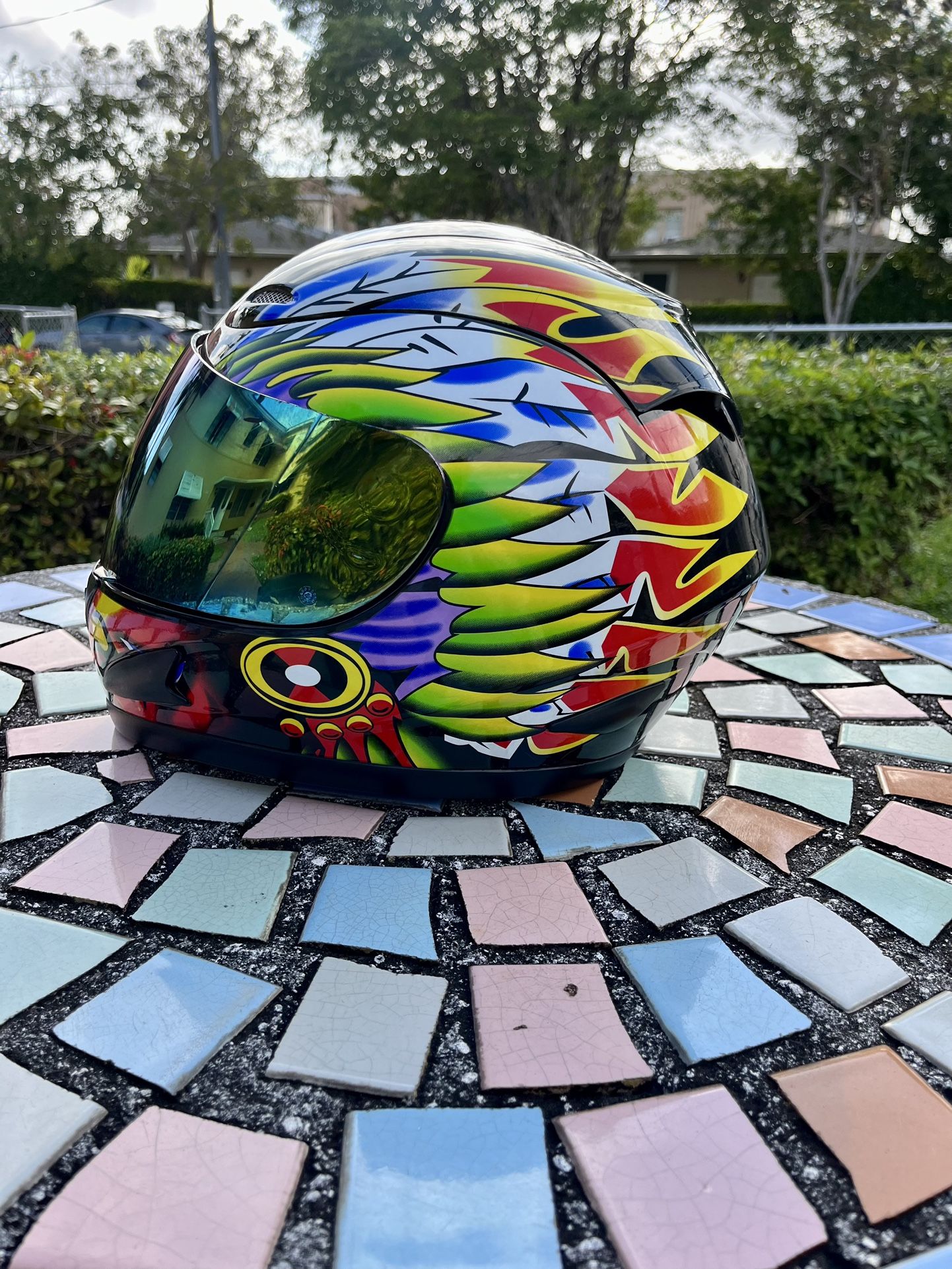 Wow Motorcycle Full Face Helmet Adult Chief Indian Black - Small  $50