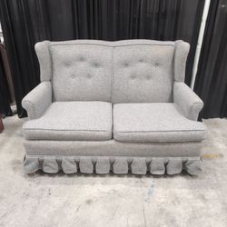 Grey Fabric Loveseat with Button Tufting