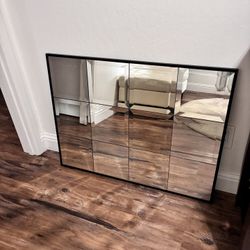 Antique Glass Panel Square Wall Mirror
