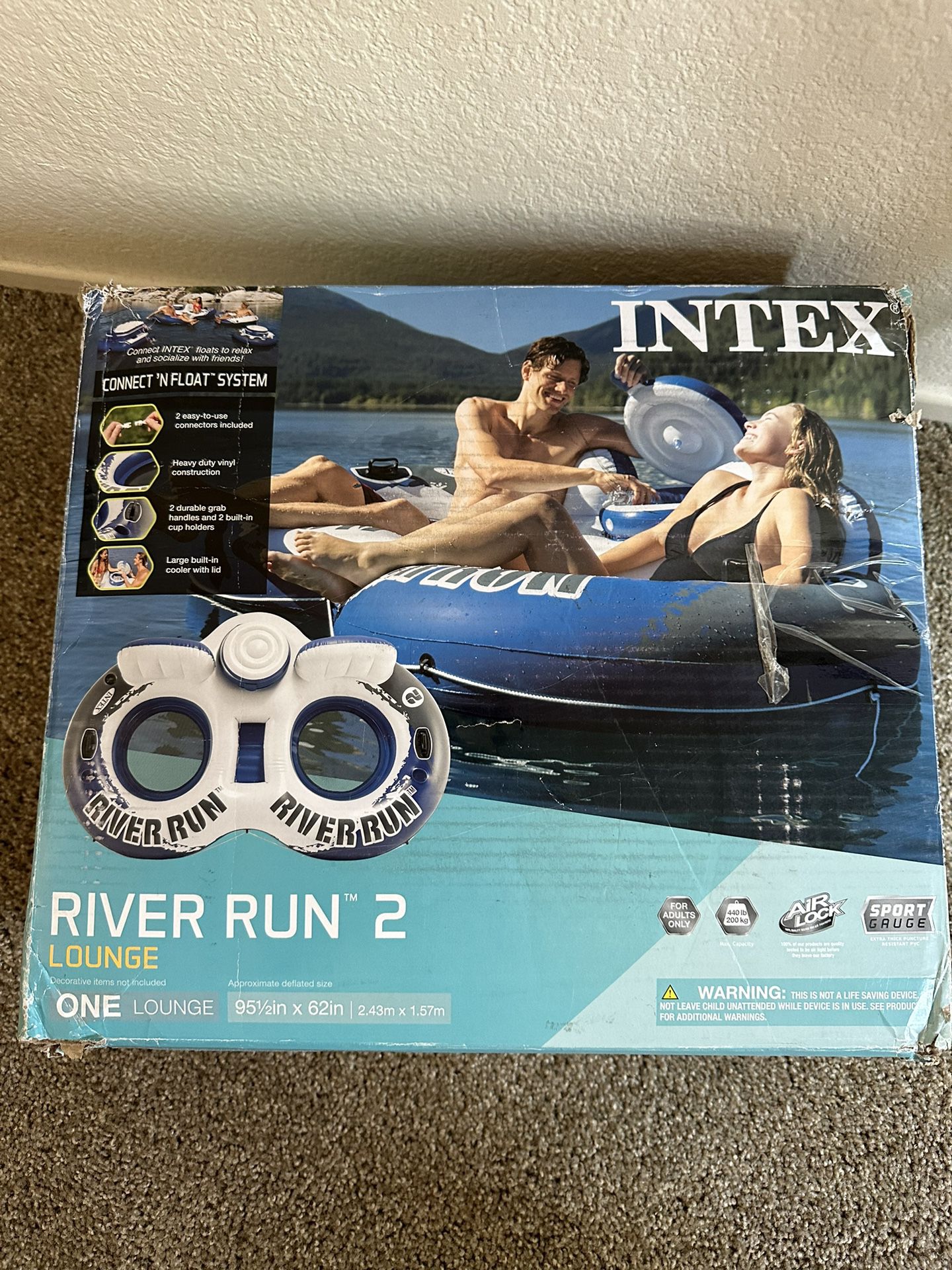 Intex River Run II 2-Person Water Tube Float w/ Cooler and Connectors