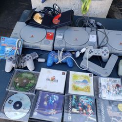 3 PS1 Playstation 1 Consoles 3 Consoles. With All Cables. 4 Controllers. Lots of Games. Each box 4 disc. With all you see. $1000! Or best offer. Trade