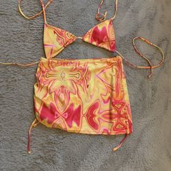 Bikini Top & Drawstring Beach Skirt 