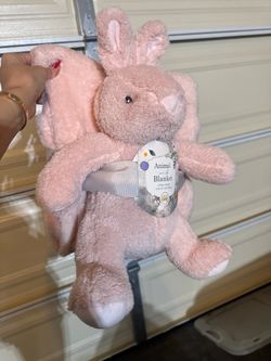 Pink Bunny Plush and Blanket Gift Set