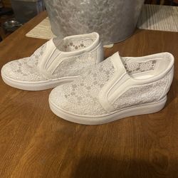 White Lace Sneakers — Size 6.5 (38)