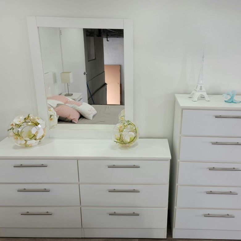 New Dresser Whit Mirror And Chest ✅️ Nueva Cómoda Con Espejo Y Gavetero 
