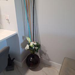 Red Glass Bowl With Bamboo Sticks 