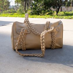 Vintage Beige Bag w/ Braided Handles