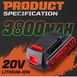 3.8Ah 20V Repalcement for Black and Decker 20V Lithium Battery LBXR20 LBXR2020..