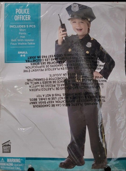 Childs Police Officer Costume with Walkie Talkie Small 4-6
