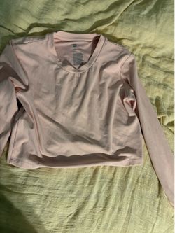 Pink Ribbed Long Sleeve Crop Top