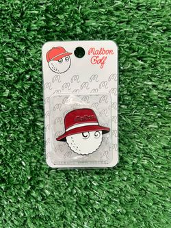 Malbon Golf Red Bucket Hat Golf Ball Marker With Clip