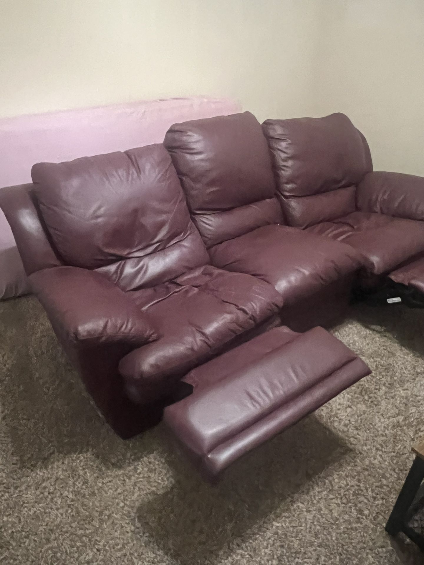 Maroon Leather Couch