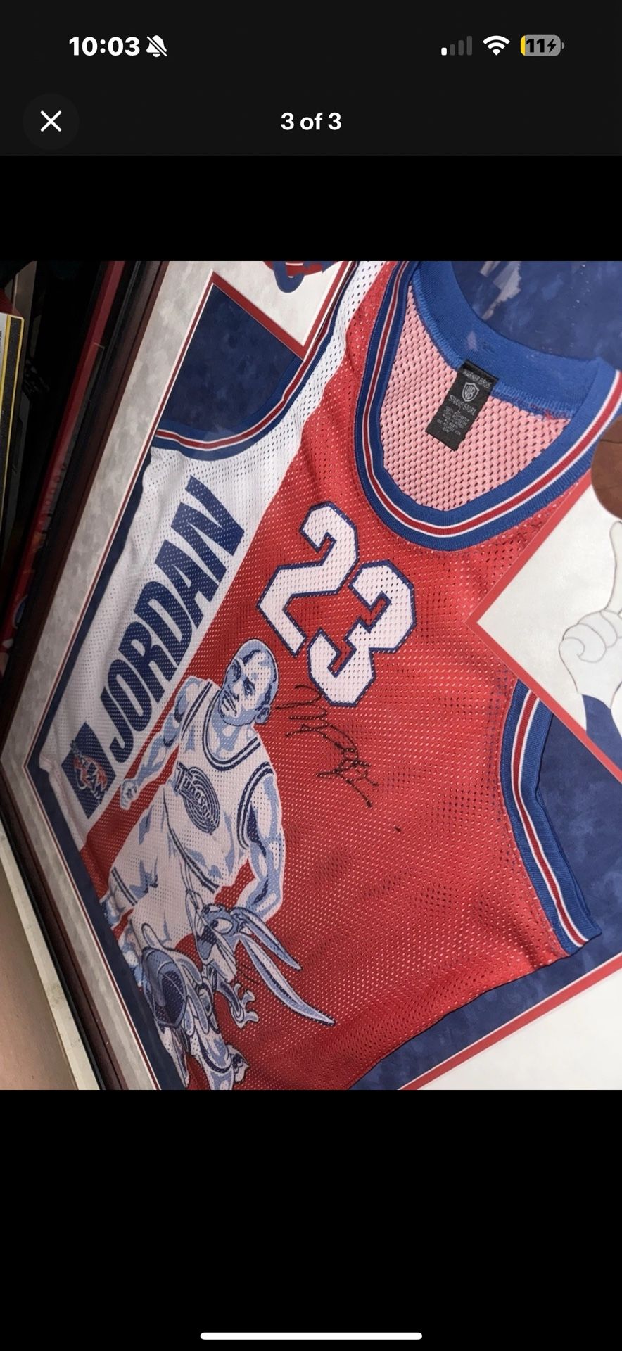 LIMITED EDITION WARNER BROTHERS SIGNED MICHAEL JORDAN JERSEY