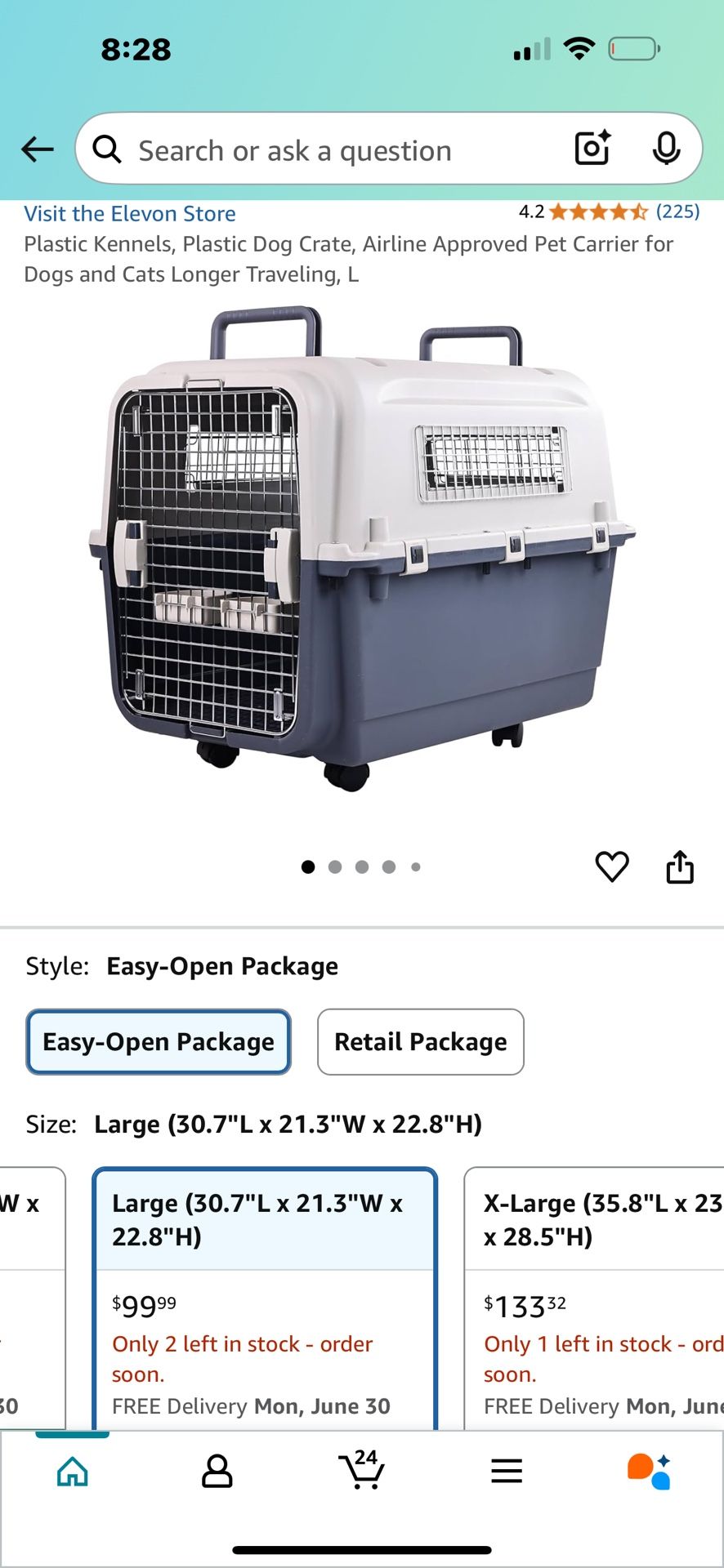 Airline approved dog crate