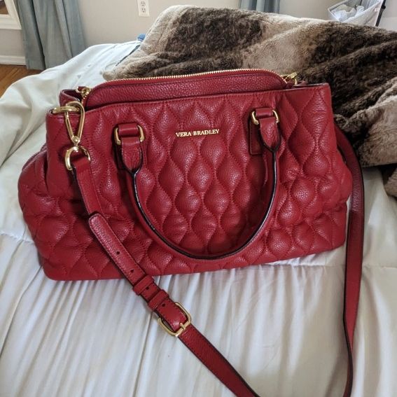 Vera bradley red leather purse sale