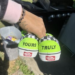 Neon green custom Vans