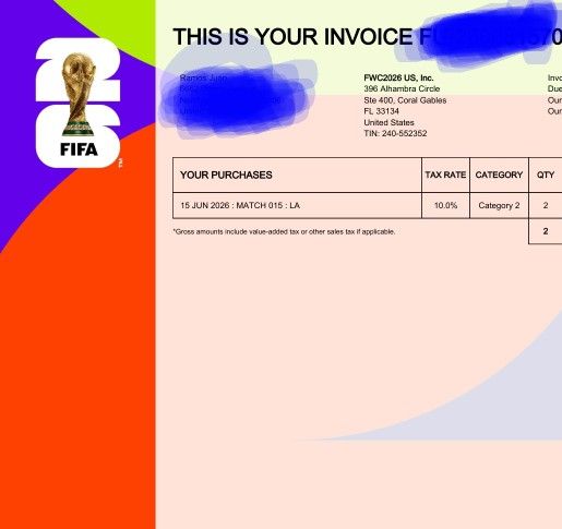 World Cup 2026 June 15 X 2 Tickets Category 2