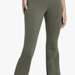 Green flare leggings