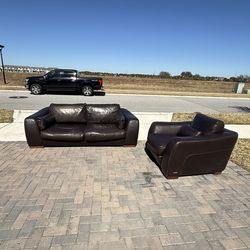 🛋️Italian Real Leather Couch Set - Free Delivery