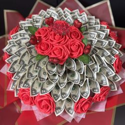 Money Flower Bouquet - Lovely Red