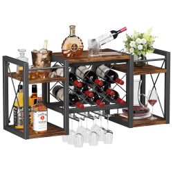 Homeiju Wall Mounted Wine Rack with Glass Holder