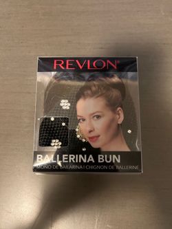 Black ballerina bun accessory by Revlon, with rhinestone details.