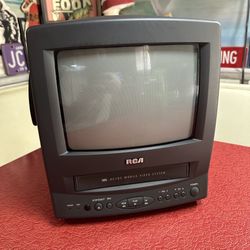 Vintage 9" RCA T09081BC Portable CRT TV / VCR Combo AC DC Color Gaming TESTED