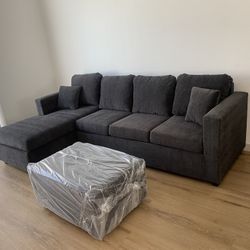 Dark Grey Sectional With Free Ottoman ‼️different Colors Available ‼️