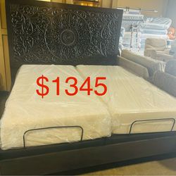 Fabric Sectional  Leather Sofa Set   Table Tv King Ajustable Headboard And Mattress 