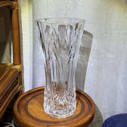 Cristal d’Arques Lead Crystal Vase • 11.5” • Swirl / Faceted Pattern • France
