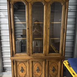Vintage Hutch. $150 W/Lighting & Glass Shelves