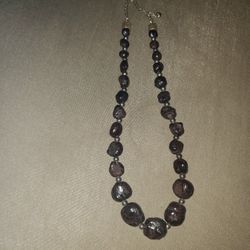 Vintage Jay King DTR  Chunky Tumbled Garnet Bead Necklace With .925 Silver Dividers & Clasp.$40