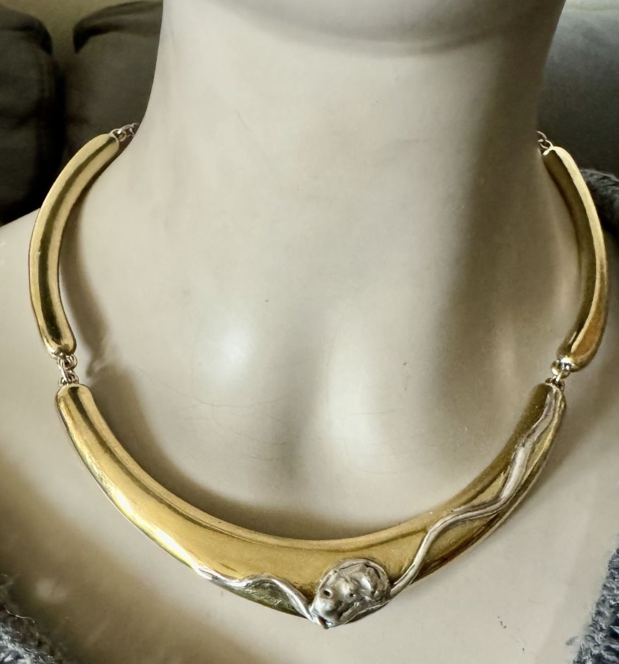 Vintage 925 Solid Sterling Silver & Yellow Gold Vermeil Wash Heritage Necklace