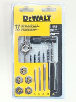 DeWalt 17-Piece Fractional Tap and Hex Die Set DWA1451 Thread Repair Kit ~ Brand New