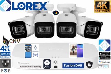 Lorex 4K 2TB NVR 16-Camera (8 Wired + 8 Fusion Wi-Fi) & 4 Cameras Color Night