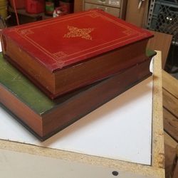 Coffee table books with secret storage (they are actually wood)