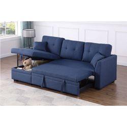 Reversible Pull Out Sleeper Sofa Bed Sectional Couch With Storage Chaise