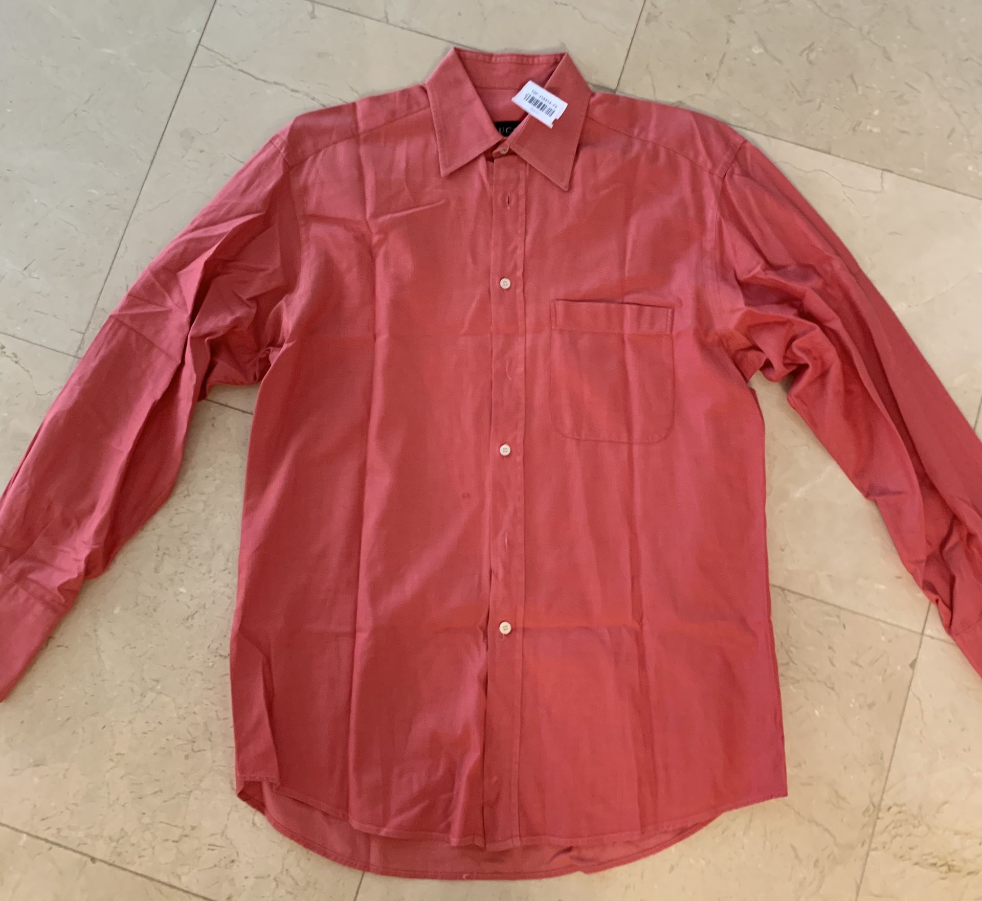 Gucci Men Dress button up shirt - pink red salmon size L large