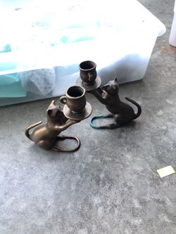 Antique bronze candleholders