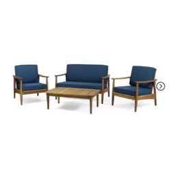 Teak/Acacia Wood Patio Set - 4 Seater Chat Set with Coffee Table