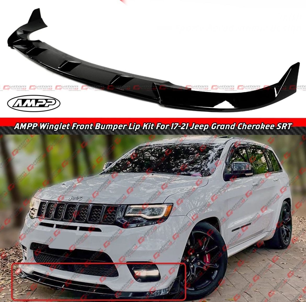 17-21 Jeep Grand Cherokee SRT Trackhawk Gloss Black Front Bumper Lip