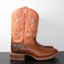 Tony Lama Western  Red/Brown Round Toe Leather Boots Men's 12 D Style 3R1132