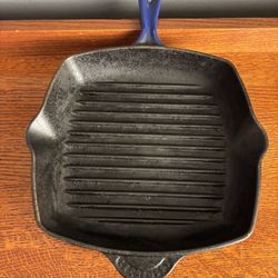 Le Creuset Blue Enameled Cast Iron Square Grill Pan Skillet France